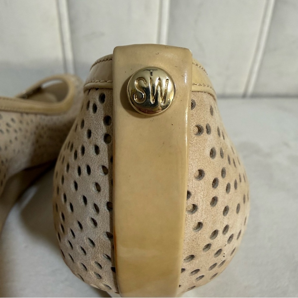 Stuart Weitzman Women’s Size 7.5 Perfecto Peep Toe Wedges - Picture 8 of 16